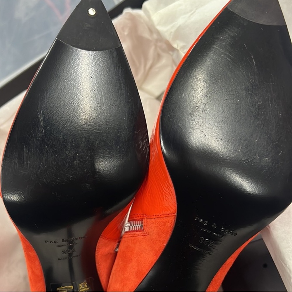 Rag & Bone Beha Mixed Booties In Orange Suede - Picture 3 of 4